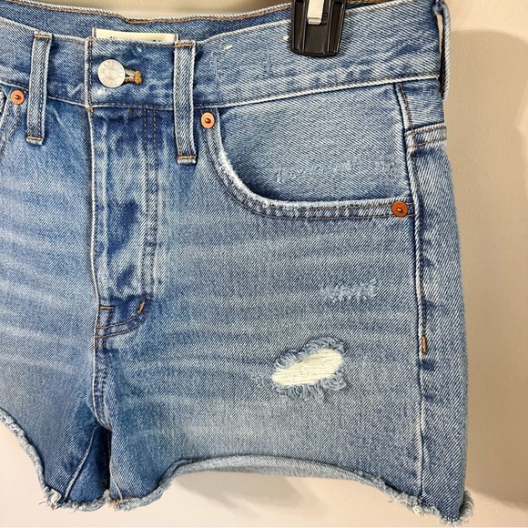 MADEWELL NWOT Relaxed Denim Jean Shorts High Rise Distressed  Size 25 - Picture 12 of 13
